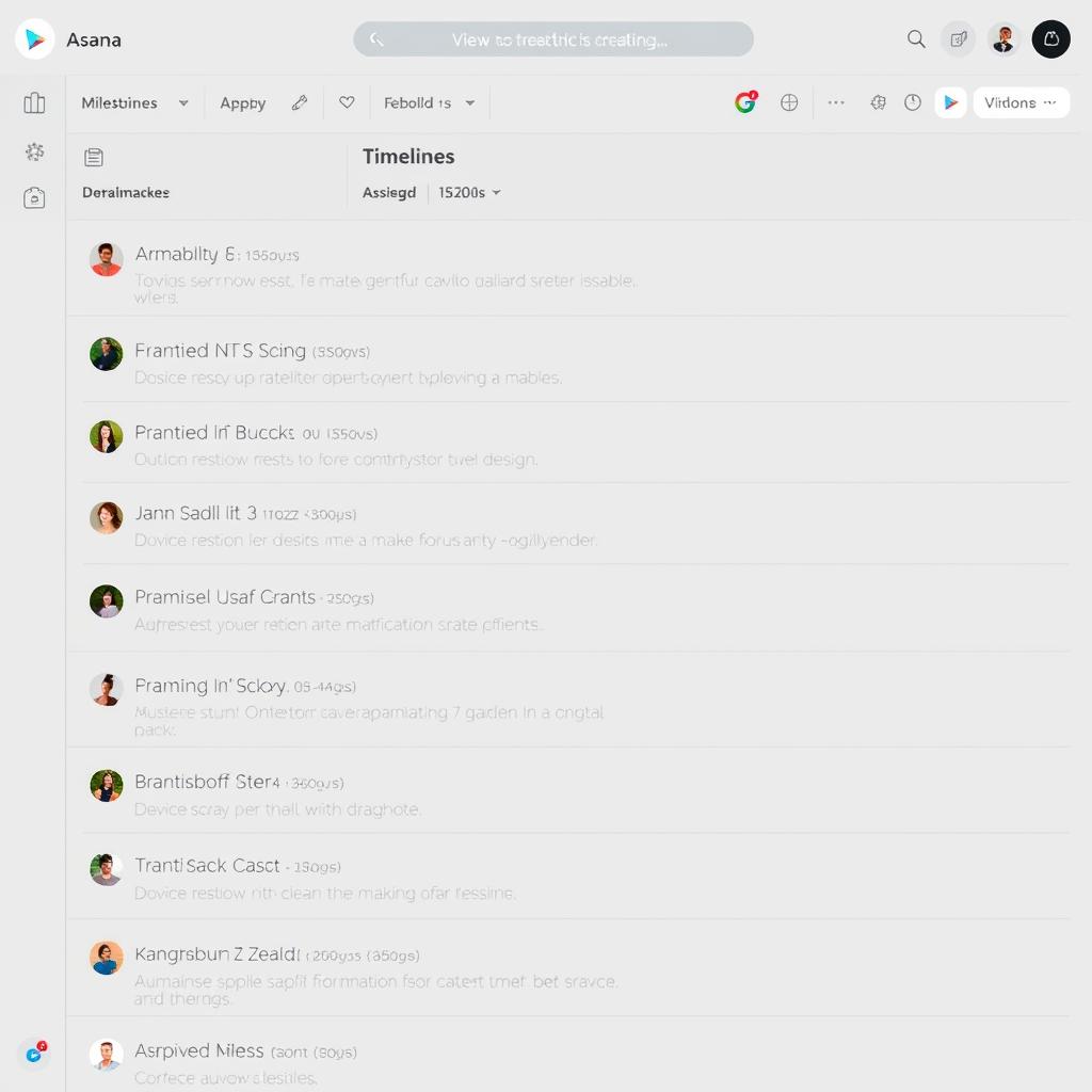 Asana timeline view showing creative project schedule and dependencies