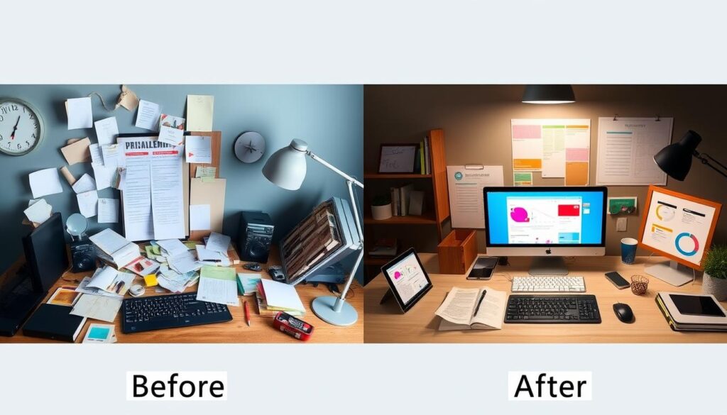Before and after comparison of a designer's creative execution process