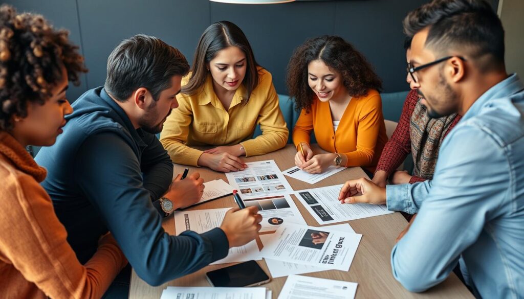 Creative team reviewing feedback and making iterations to a project