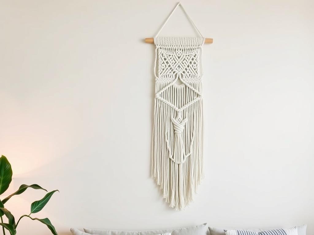 DIY macrame wall hanging adding texture to neutral wall