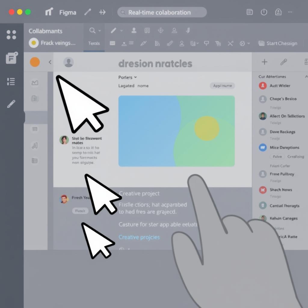 Figma interface showing collaborative design work with multiple cursors