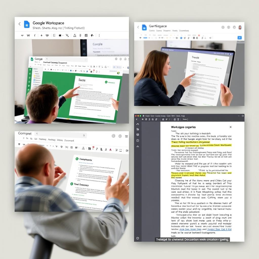 Google Workspace showing collaborative document editing and commenting