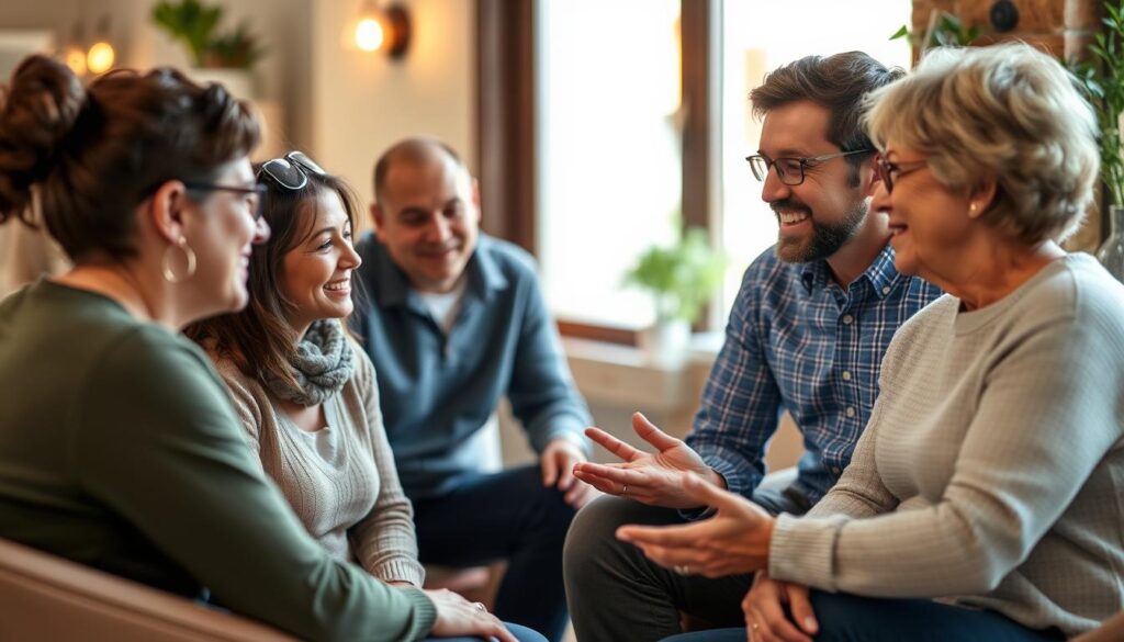 Group of people engaged in meaningful conversation for holistic brain health