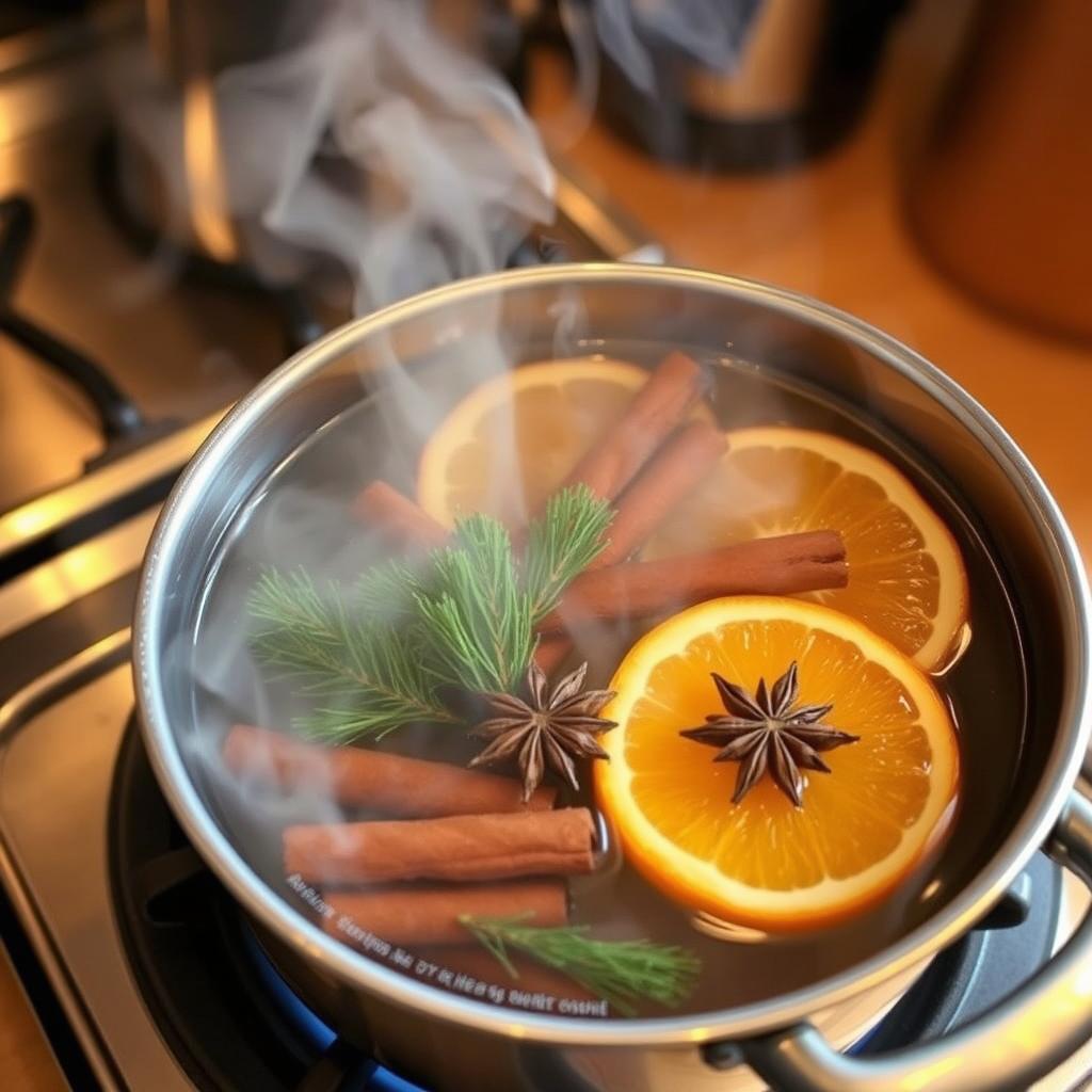 Homemade stovetop potpourri with citrus and spices