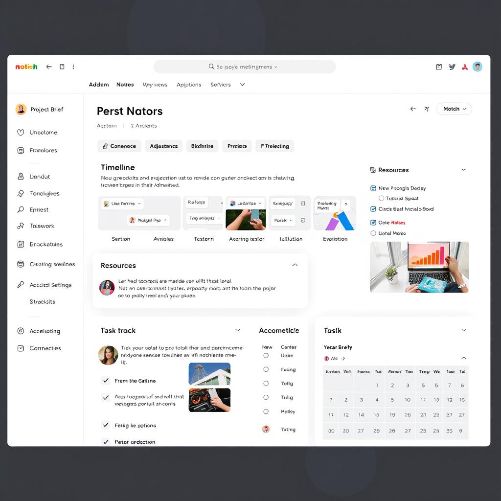 Notion workspace with creative project documentation and planning