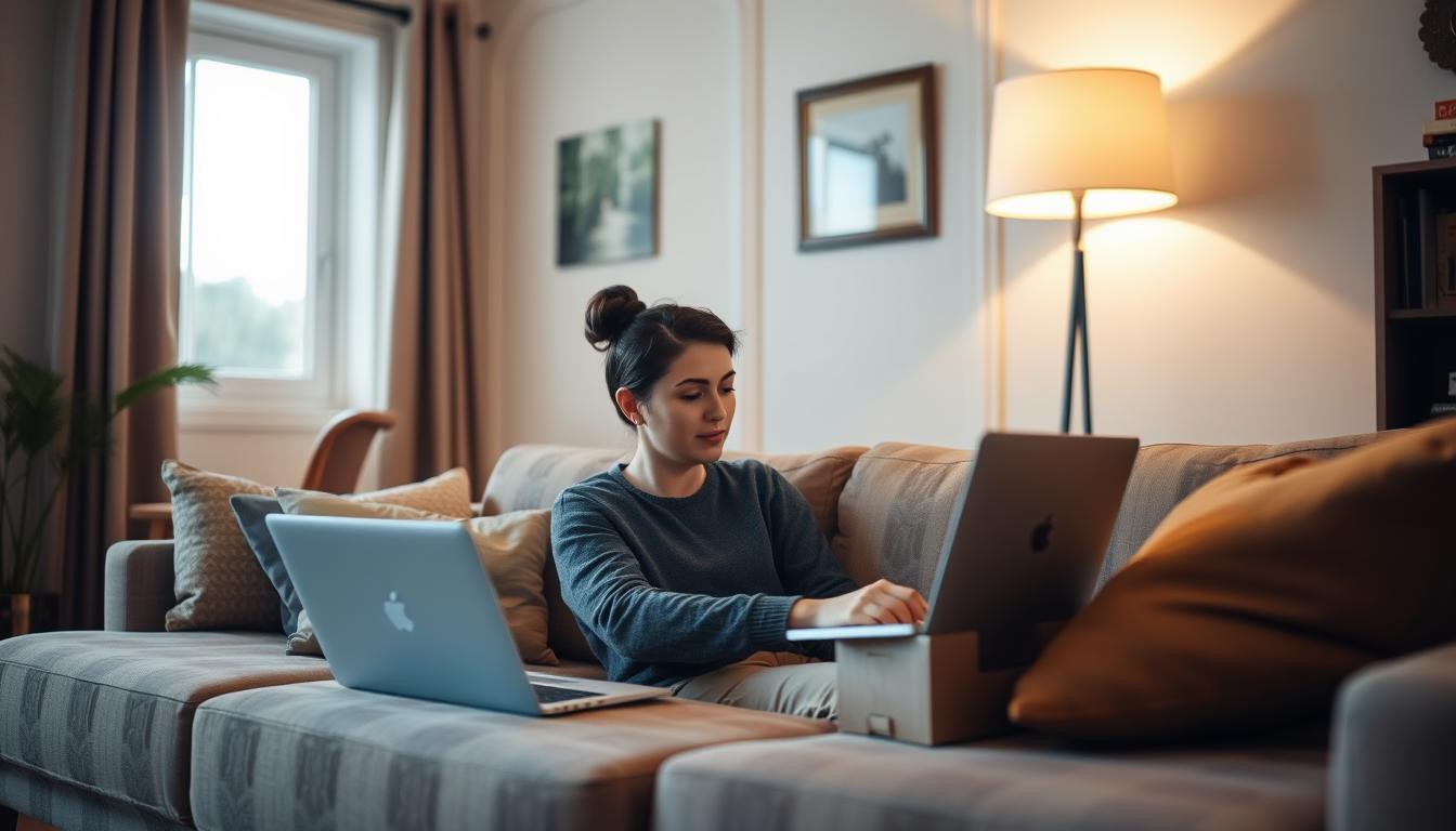 Person engaging in online therapy session from home, showing the convenience of online therapy