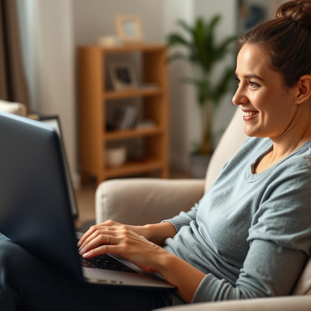 Person having first online therapy session via video call