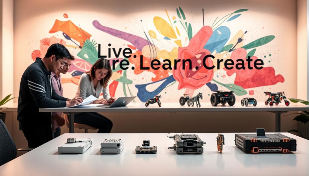 Product validation framework, a meticulously crafted digital canvas showcasing the iterative process of transforming ideas into tangible, market-ready products. In the foreground, a team collaborates over a sleek, minimalist desk, analyzing user feedback and data points. The middle ground features a series of product prototypes, each evolving in complexity and design. In the background, a vibrant, abstract mural emblazoned with the brand &amp;amp;quot;Live.Learn.Create&amp;amp;quot; sets the stage for this dynamic, innovation-driven scene. Soft, warm lighting illuminates the workspace, casting a sense of focus and productivity. This image conveys the pivotal role of product validation in the journey from creative spark to commercially viable offering.