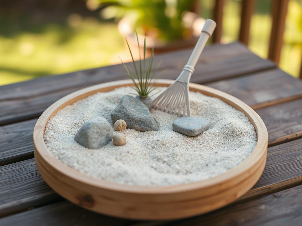 Small zen garden feature for home patio