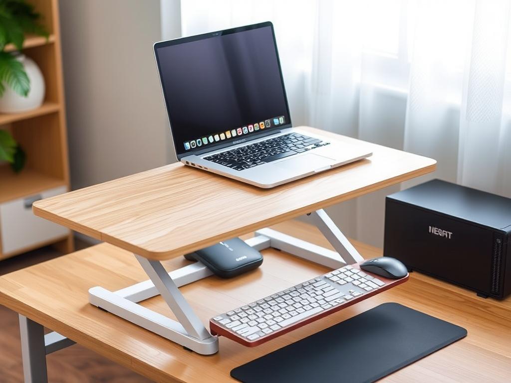 Standing desk converter on a regular desk
