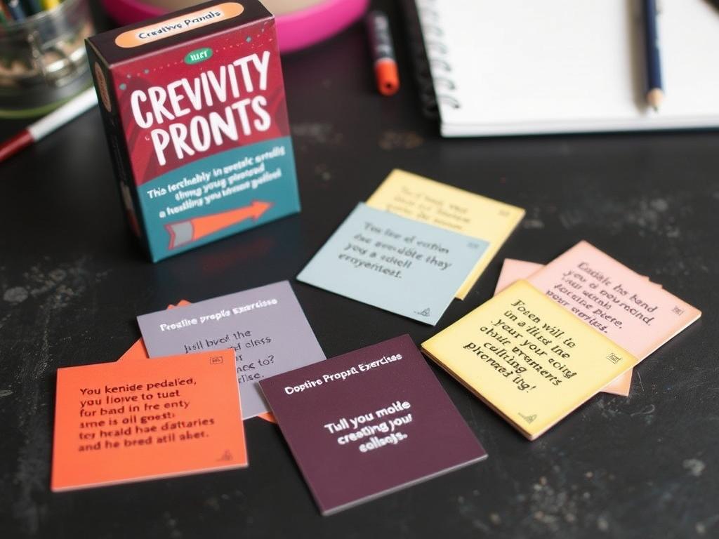 Creativity Prompts Deck with cards spread out showing different creative exercises