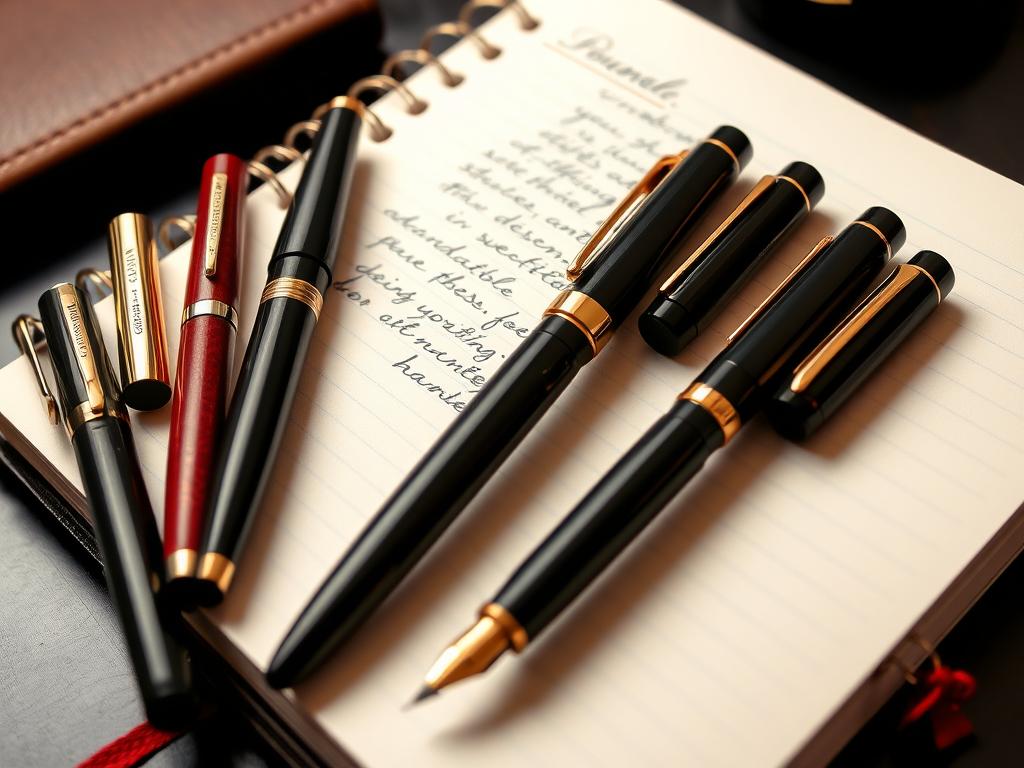 High-quality pen set arranged with a journal and inspirational note