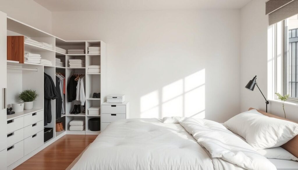 Minimalist, decluttered bedroom optimized for sleep quality
