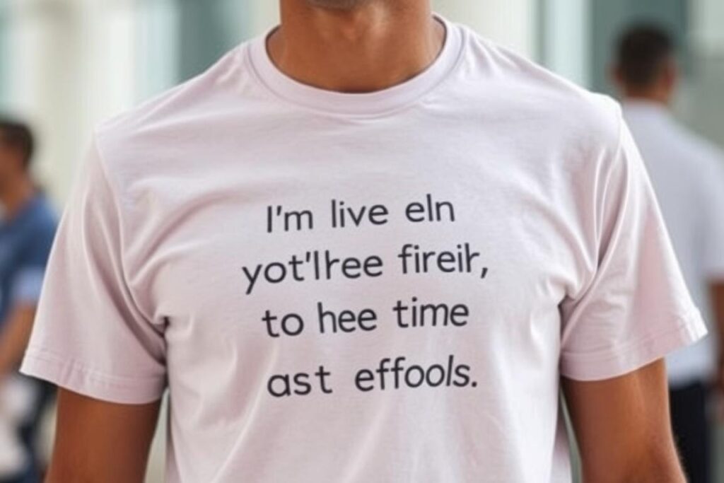 Person wearing a motivational t-shirt with an inspiring message