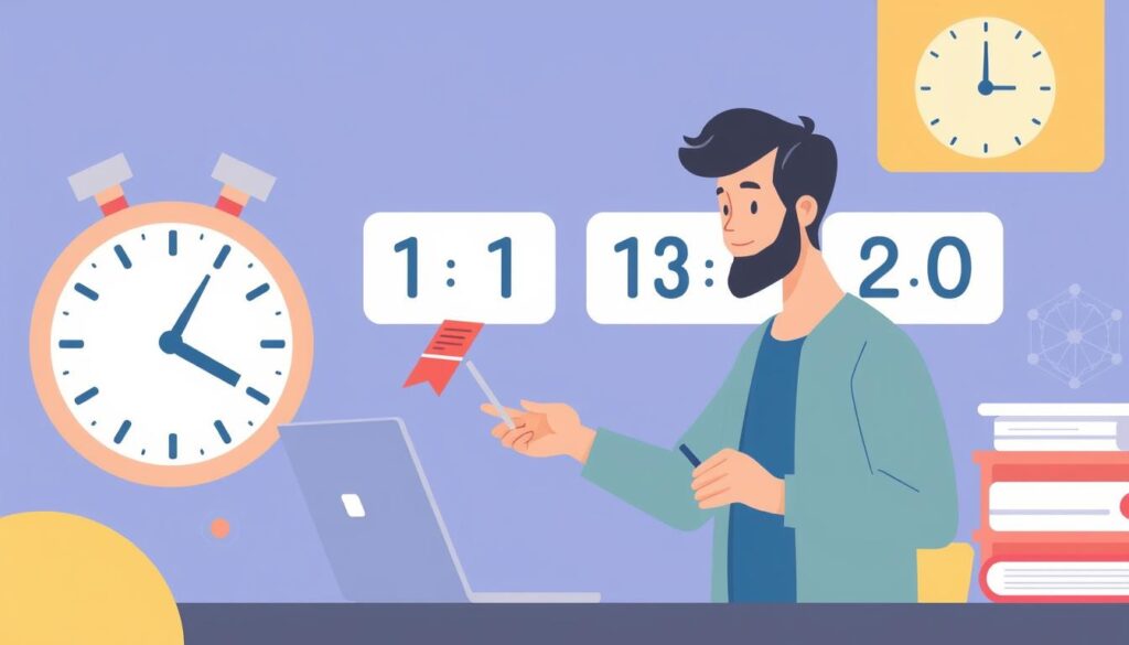 Image of a person learning a new skill with a timer in the background.