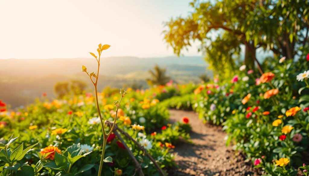 A lush, verdant garden filled with thriving plants and vibrant blooms, bathed in warm, golden light. In the foreground, a young sapling stretches skyward, its delicate leaves unfurling, symbolizing the power of growth and potential. Surrounding the sapling, a mosaic of colorful flowers and greenery, each unique and flourishing, representing the diverse benefits of a growth mindset. The middle ground features a well-tended path, winding through the garden, inviting the viewer to explore and discover. In the background, a distant horizon of rolling hills and a clear, azure sky, conveying a sense of limitless possibilities and a brighter future. A lush, verdant garden filled with thriving plants and vibrant blooms, bathed in warm, golden light. In the foreground, a young sapling stretches skyward, its delicate leaves unfurling, symbolizing the power of growth and potential. Surrounding the sapling, a mosaic of colorful flowers and greenery, each unique and flourishing, representing the diverse benefits of a growth mindset. The middle ground features a well-tended path, winding through the garden, inviting the viewer to explore and discover. In the background, a distant horizon of rolling hills and a clear, azure sky, conveying a sense of limitless possibilities and a brighter future.