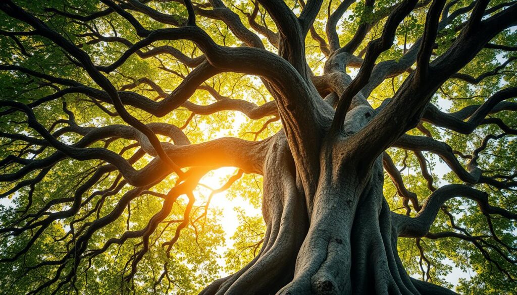 A sprawling, overgrown tree with twisted, gnarled branches reaching skyward, symbolizing the resilient growth of a "growth mindset". The foreground depicts the tree's vibrant, verdant leaves unfurling amidst the cracks and crevices of the bark, conveying the ability to overcome obstacles. The middle ground reveals the tree's sturdy, weathered trunk, anchored firmly in the earth, representing the foundation of self-belief. In the background, a beam of warm, golden light filters through the canopy, casting a hopeful, inspirational glow. The overall scene evokes a sense of perseverance, adaptability, and the power to transform challenges into opportunities for personal growth. A sprawling, overgrown tree with twisted, gnarled branches reaching skyward, symbolizing the resilient growth of a "growth mindset". The foreground depicts the tree's vibrant, verdant leaves unfurling amidst the cracks and crevices of the bark, conveying the ability to overcome obstacles. The middle ground reveals the tree's sturdy, weathered trunk, anchored firmly in the earth, representing the foundation of self-belief. In the background, a beam of warm, golden light filters through the canopy, casting a hopeful, inspirational glow. The overall scene evokes a sense of perseverance, adaptability, and the power to transform challenges into opportunities for personal growth.