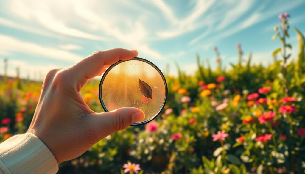 A well-lit, high-resolution digital illustration depicting goal setting. In the foreground, a person's hand holds a magnifying glass, closely examining a small seed. In the middle ground, a lush, vibrant garden with colorful flowers and thriving plants. In the background, a clear sky with wispy clouds, conveying a sense of growth, optimism, and the potential for transformation. The scene is bathed in warm, golden light, creating a tranquil, inspirational atmosphere. The overall composition emphasizes the power of small, incremental changes to cultivate personal growth and achieve ambitious goals. A well-lit, high-resolution digital illustration depicting goal setting. In the foreground, a person's hand holds a magnifying glass, closely examining a small seed. In the middle ground, a lush, vibrant garden with colorful flowers and thriving plants. In the background, a clear sky with wispy clouds, conveying a sense of growth, optimism, and the potential for transformation. The scene is bathed in warm, golden light, creating a tranquil, inspirational atmosphere. The overall composition emphasizes the power of small, incremental changes to cultivate personal growth and achieve ambitious goals.